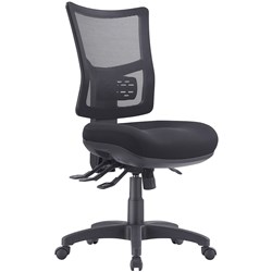 Brent High Back Task Chair 3 Lever No Arms With Seat Slider Mesh Back Black Fabric Seat