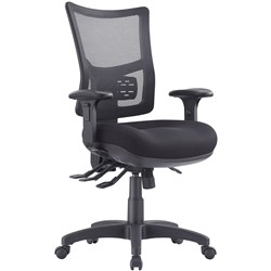 Brent High Back Task Chair 3 Lever With Arms With Seat Slider Mesh Back Black Fabric