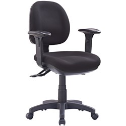 P350 Low Back Task Chair 3 Lever With Arms Black Fabric 