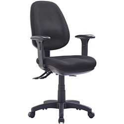 P350 High Back Task Chair 3 Lever With Arms Black Fabric 