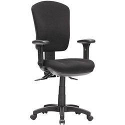 Aqua High Back Task Chair 3 Lever With Arms Black Fabric 