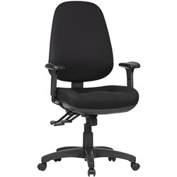 TR600 High Back Task Chair 3 Lever With Arms Black Fabric 