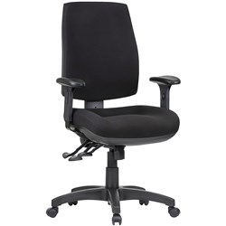 Spot High Back Task Chair 3 Lever With Arms Black Fabric 