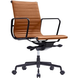 Volt Boardroom Low Back Chair With Arms Terracotta PU 