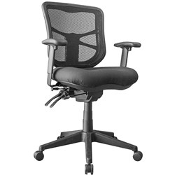 DAM Low Back 4 Lever Multi Shift Chair With Arms Mesh Back Black Fabric Seat