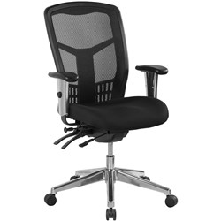 Oyster Medium Back 4 Lever Multi Shift Chair With Arms Mesh Back Black Fabric Seat