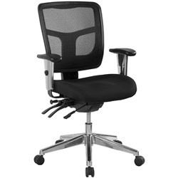 Oyster Low Back 4 Lever Multi Shift Chair With Arms Mesh Back Black Fabric Seat