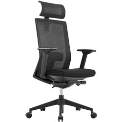 Kube High Back Executive Chair With Arms And Headrest Mesh Back Black Fabric Seat