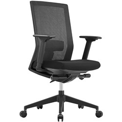 Kube Low Back Executive Chair With Arms Mesh Back Black Fabric Seat