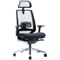 Evita High Back Executive Chair With Arms And Headrest Mesh Back Black Fabric Seat