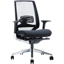 Evita Low Back Executive Chair With Arms Mesh Back Black Fabric Seat