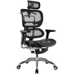 Ergo-1 High Back Executive Chair With Arms And Headrest Mesh Back Black