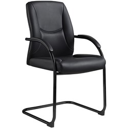 Hilton Cantilever Visitor Chair With Arms Black PU 