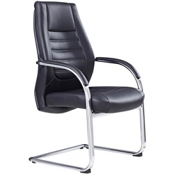 Boston Cantilever Visitor Chair With Arms Black PU 