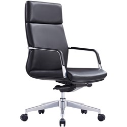 Select High Back Executive Chair With Arms Black Leather 