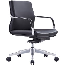 Select Low Back Executive Chair With Arms Black Leather 