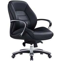 Magnum Low Back Executive Chair With Arms Black Leather 