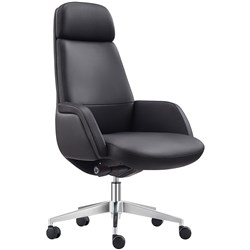 Captain High Back Executive Chair With Arms Leather Black 