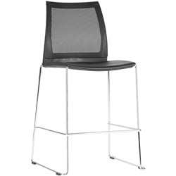 Vinn Stool No Arms Chrome Sled Base Mesh Back Black Plastic Seat