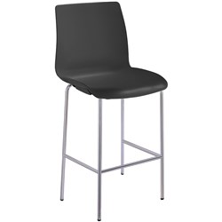 Pod 4 Leg Stool Chrome Frame Black Plastic Seat 