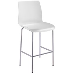 Pod 4 Leg Stool Chrome Frame White Plastic Seat 