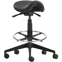 Cad Industrial Drafting Stool 630-810mmH Chrome Foot Ring Black PU