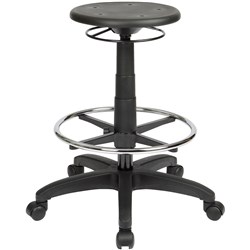 State ST005 Industrial Drafting Stool 485-660mmH Chrome Foot Ring Black PU