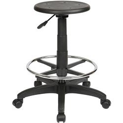 State ST008 Industrial Drafting Stool 490-665mmH Chrome Foot Ring Black PU