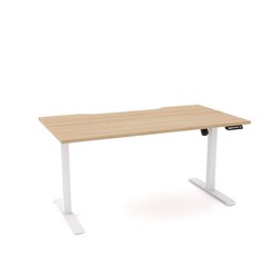 OLG Q-Stand Electric Sit-Stand Desk 1500Wx800Dx720-1200mmH New Oak Top and White Frame