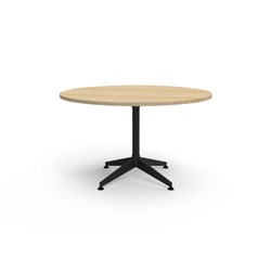 Rapidline Typhoon Round Meeting Table 1200D x 750mmH Oak Top All Black Frame