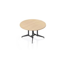 Rapidline Typhoon Round Meeting Table 1500D x 750mmH Oak Top All Black Frame