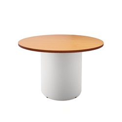 Rapidline Drum Round Meeting Table 1200D x 730mmH Beech Top White Base