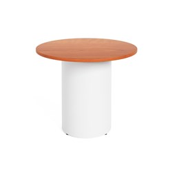 Rapidline Drum Round Meeting Table 900D x 730mmH Cherry Top White Base