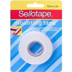 Sellotape Permanent Mounting Tape 12mmx2m White  