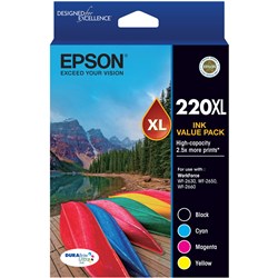 Epson 220XL DURABrite Ultra Ink Cartridge High Yield Value Pack Of 4 Assorted