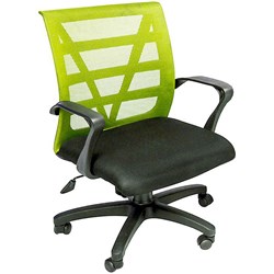 Rapidline Vienna Office Chair Medium Mesh Back With Arms Fabric Seat Lime Mesh Back