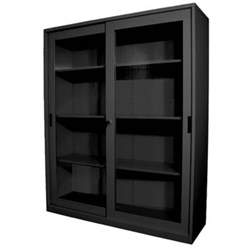 Steelco Sliding Glass Door Cabinet 3 Shelves 1500W x 465D x 1830mmH Graphite Ripple