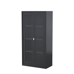 Steelco Sliding Glass Door Cabinet 3 Shelves 914W x 465D x 1830mmH Graphite Ripple