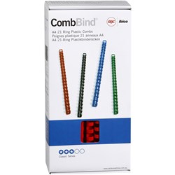 GBC Plastic Binding Comb 12mm 21 Loop 90 Sheets Capacity Red Pack Of 100