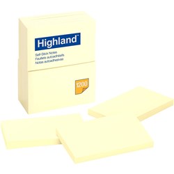 Highland Stick On Notes Recycled Yellow 76mm X 127mm 6559 