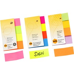 Marbig Page Markers 20 x 50mm Rainbow Assorted 40 Sheet Pads Pack Of 4