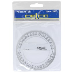 Celco Protractor 100mm 360 Degree Circle Clear 