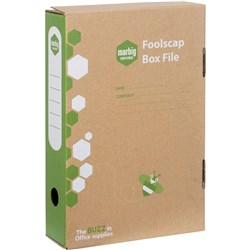 Marbig Enviro Standard Box File Foolscap 80mm Spring Fitted Kraft