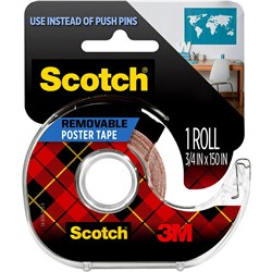 Scotch 109 Mounting Poster Tape 1.9cmx3.8m Indoor Removable With Dispenser