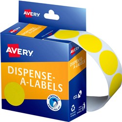 Avery Removable Dispenser Labels 24mm Round Yellow Pack Of 500