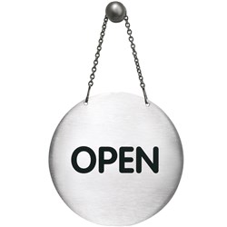 Durable Pictogram Sign Reversible Open/Closed with Chain 130mm Silver