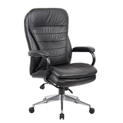 Titan Executive Medium Back  Chair With Arms  Black PU Back And Leather Seat