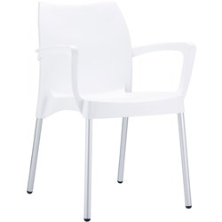 Dolce Hospitality Dining Chair With Arms Indoor Outdoor Use Stackable Polypropylene White