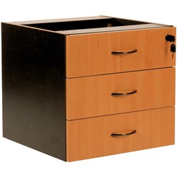 Logan Fixed Pedestal 3 Drawer 476 x 470D x 450mmH  Beech And Ironstone