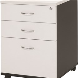 Logan Mobile Pedestal 2 Drawer 1 File 476W x 470D x 676mmH White And Ironstone